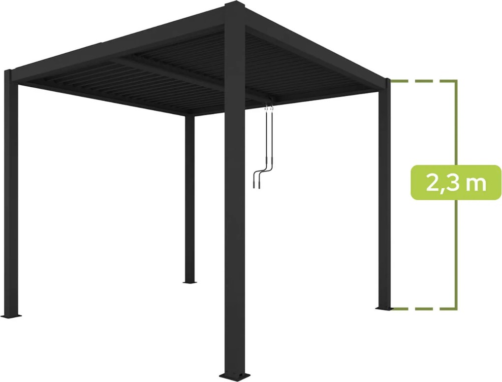 PERGOLA OGRODOWA LUXE 3x3 ALUMINIOWA Z OŚWIETLENIEM LED