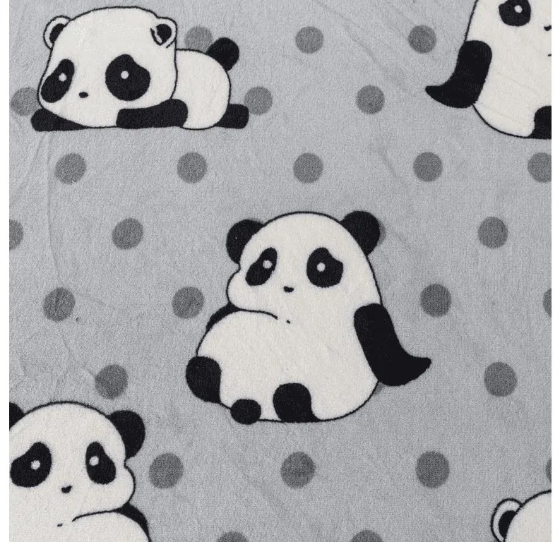PrzytulneMieszkanie.pl Prześcieradło z mikropluszu PANDA 180x200 cm szare