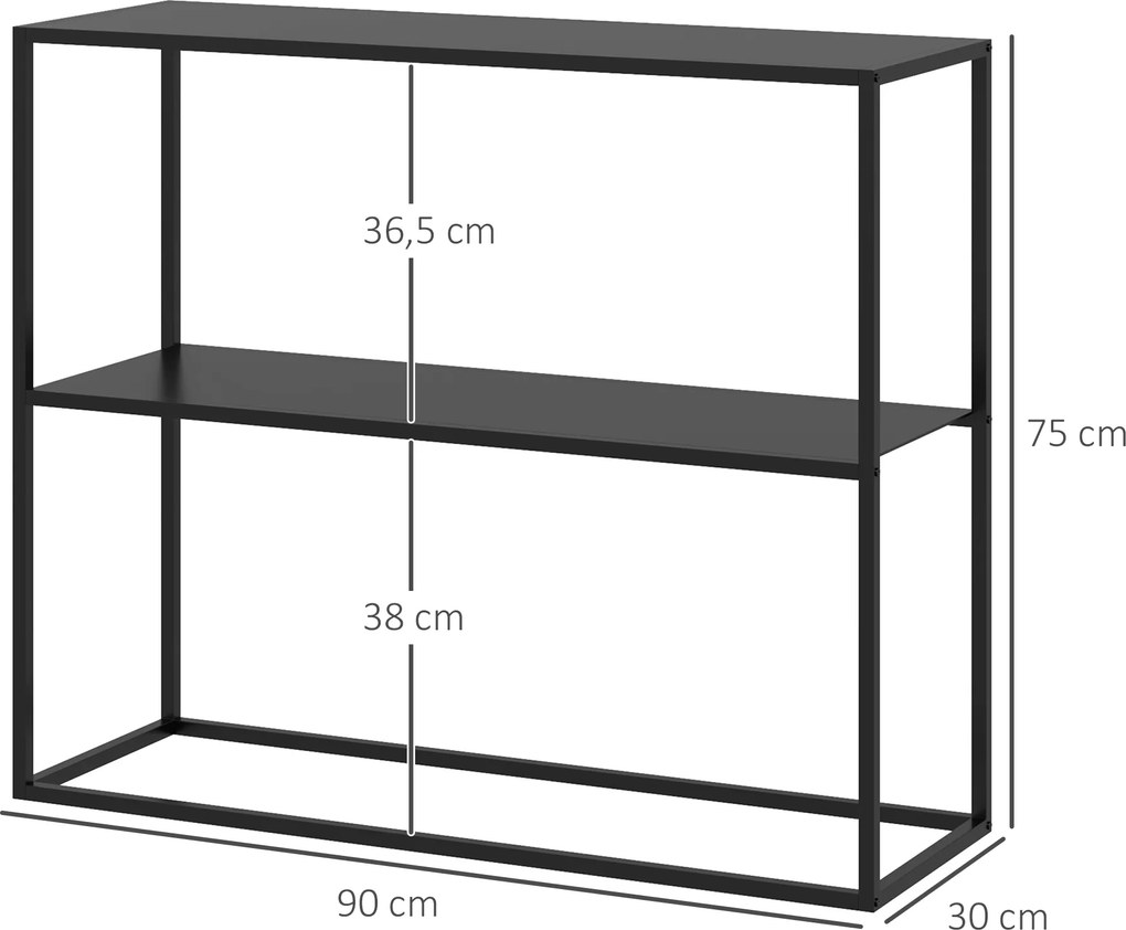 HOMCOM Stolik konsolowy z 2 poziomami Czarny elegancki i praktyczny stół 90x30x75cm Idealny do każdego wnętrza | Aosom PL