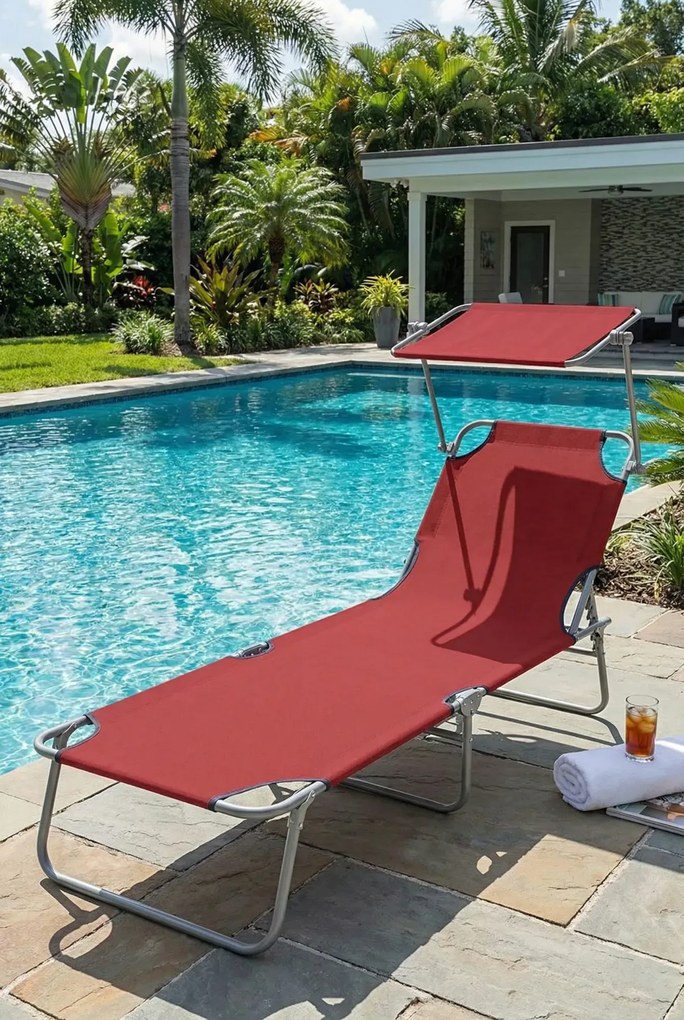 Materiałowy leżak ogrodowy z zadaszeniem D0-T88