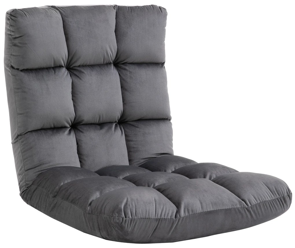 HOMCOM Fotel Materac Gościnny Welurowy Regulowane Oparcie Szary 55x71x53 5 cm Komfort i Styl | Aosom PL