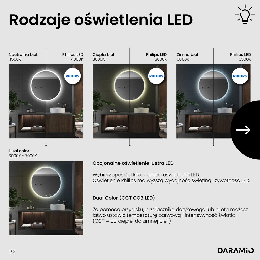 Okrągłe lustro łazienkowe LED E1