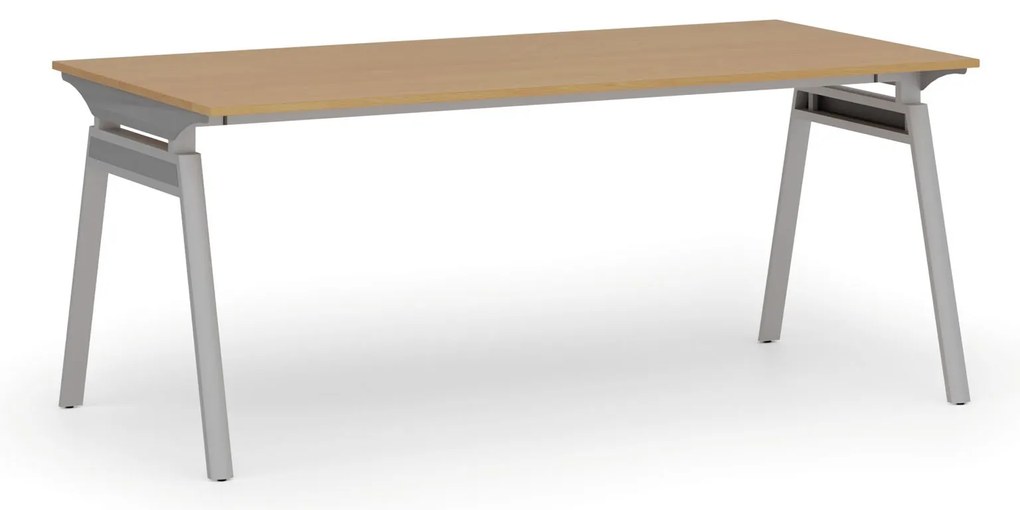 Biurko PRIMO SIGMA, 180x90 cm, szara podstawa, buk