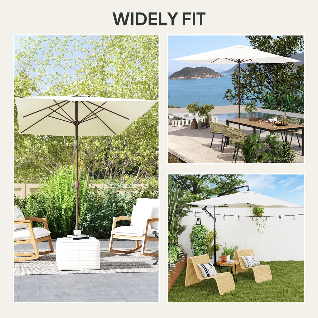 Outsunny Pokrowiec zamienny na parasol 2 x 3 m 6 żeber UV50+ &amp; wodoodporny Pokrycie parasola tarasowego | Aosom PL