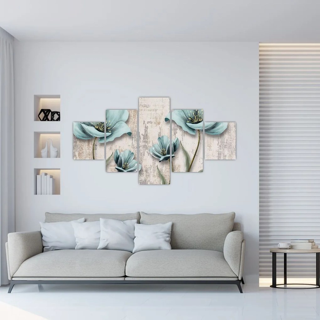 Obraz - Kwiaty na teksturze (125x70 cm)
