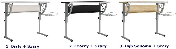 Czarno szare biurko z regulowanym blatem wysokie H5-H74