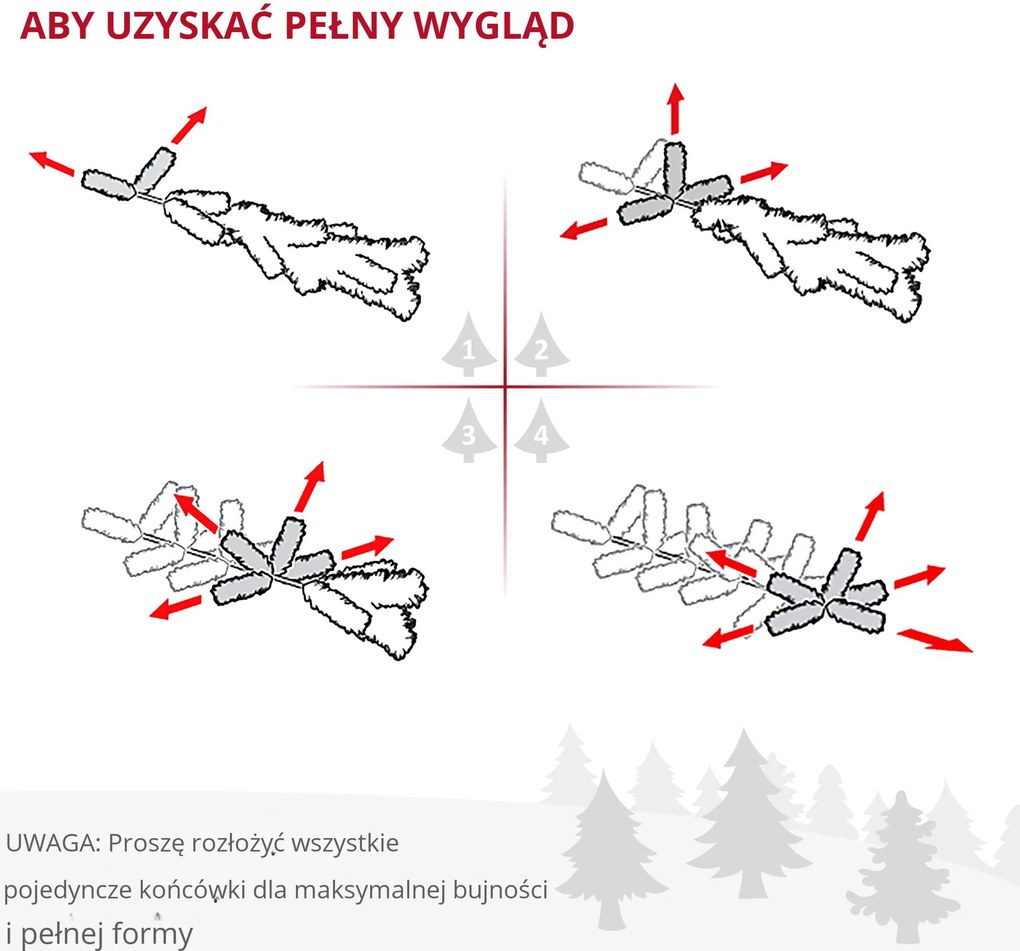 Homcom choinka jodła 180 cm ze stojakiem z tworzywa, 390 igieł, zielona | Aosom PL