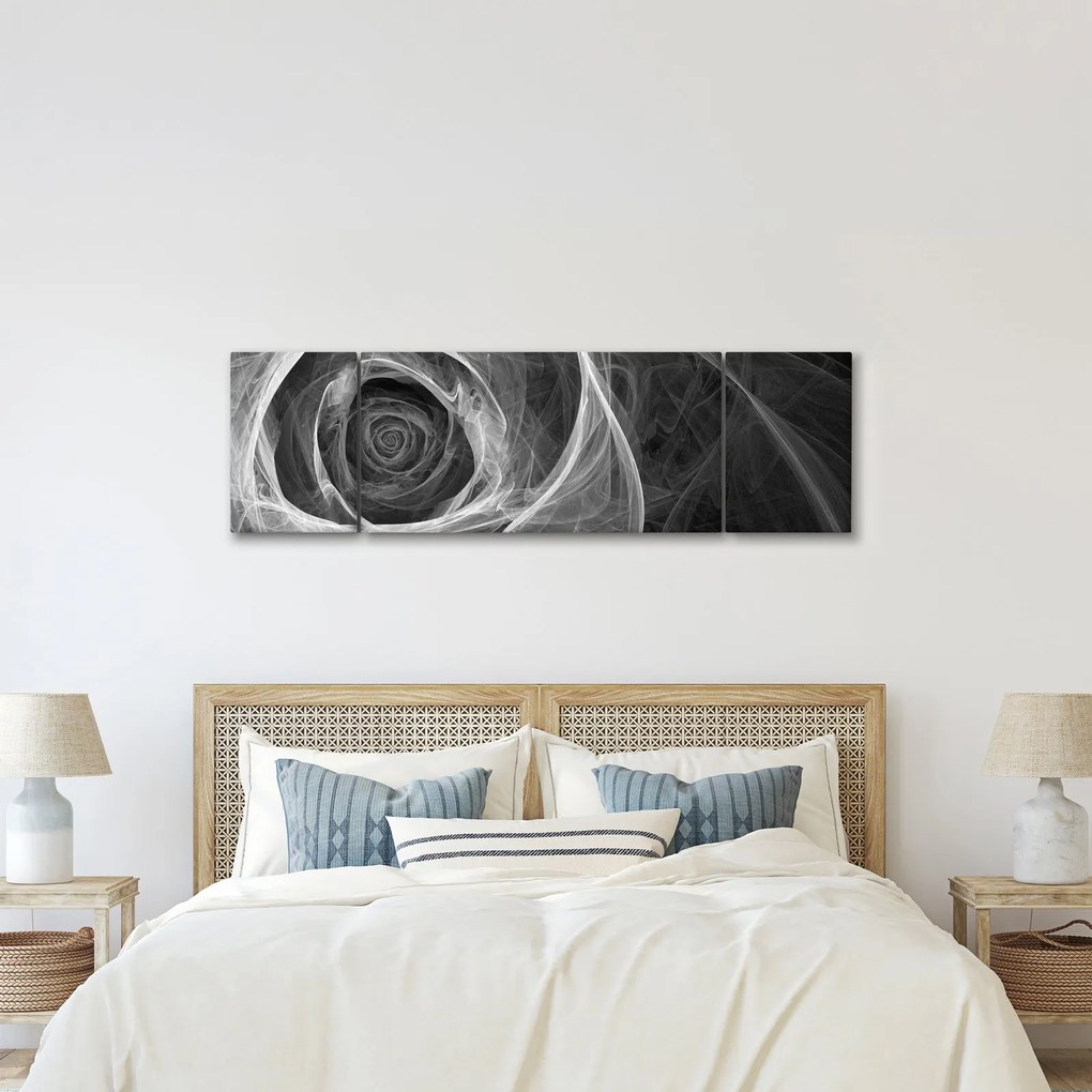 Obraz - Abstrakcyjna róża czarno-biała (170x50 cm)