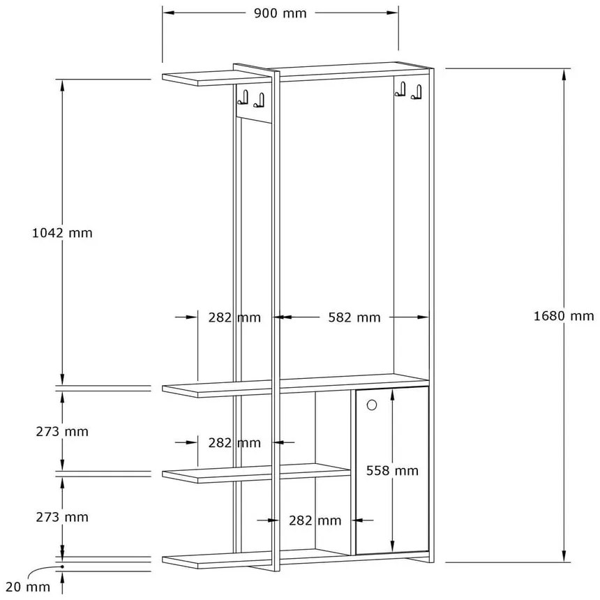 Czarny zestaw do przedpokoju w dekorze dębu Kumsal – Kalune Design