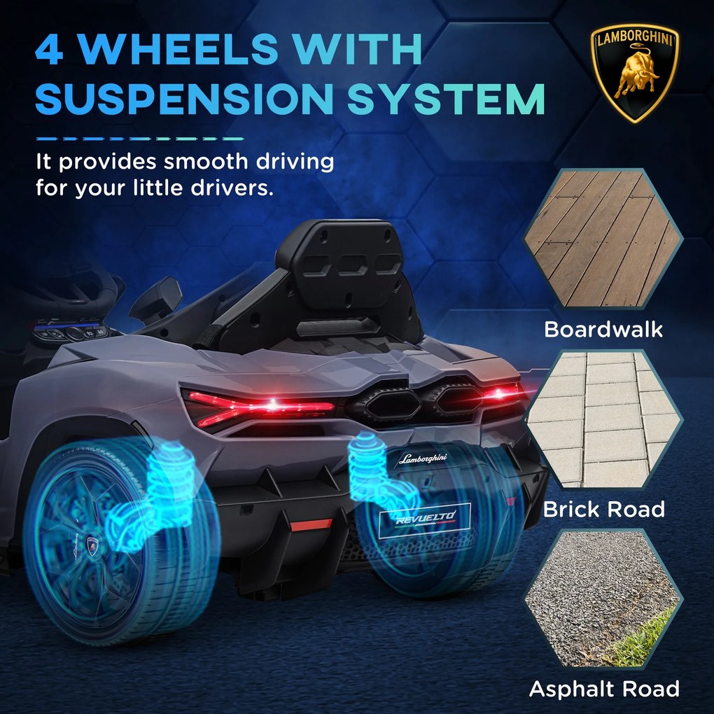 AIYAPLAY Elektryczny samochód dla dzieci 3-5 lat, płynny napęd, zdalnie sterowany, z klaksonem, plastik i metal, szary