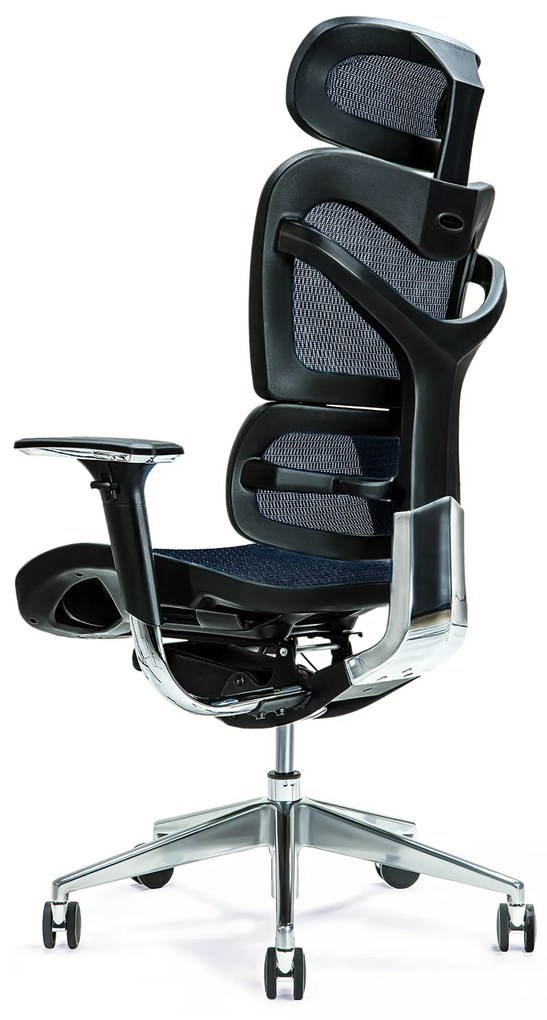 Fotel ergonomiczny biurowy wygodny Ergo 700, kolory do wyboru: czarny, granatowy, czerwony, zielony, szary. Regulowane oparcie, zagłówek i siedzisko. Najlepszy jeśli chodzi o nowoczesne fotele biurowe.