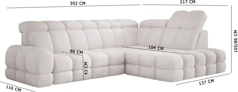 Narożnik TOLLO L Lewostronny Elektryczna regulacja Solar 03 WERSAL