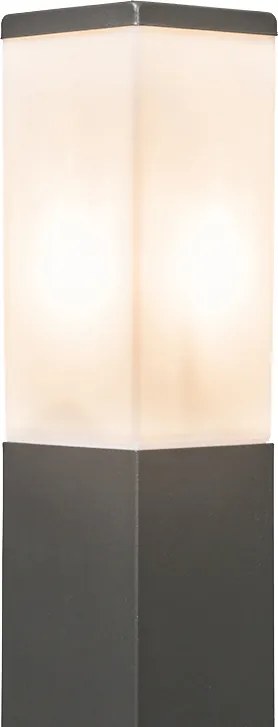 Nowoczesna lampa słupkowa zewnętrzna, ciemnoszara z opalowym szkłem, 45 cm, IP44 - Malios