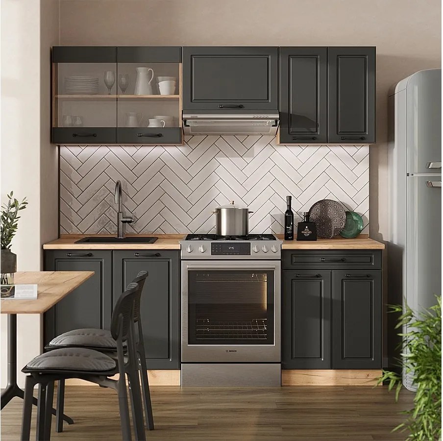 Aneks kuchenny antracytowy dom wiejski/złoty dąb 200x60x81.6 r-line