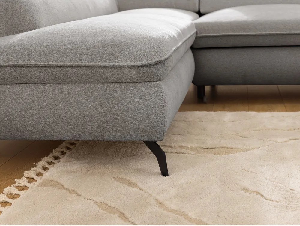 Jasnoszary narożnik z tkaniny szenilowej (lewostronny/w kształcie litery L) Marbeya – Ropez