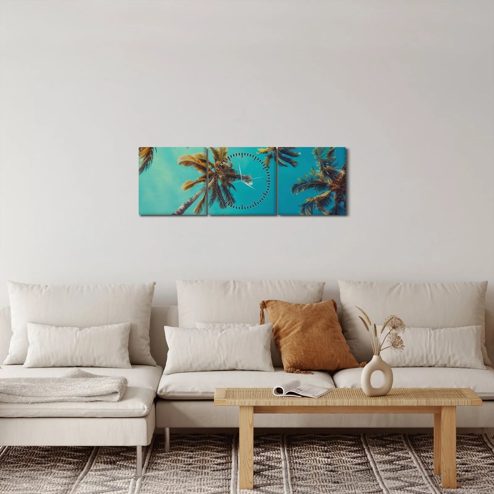 Obraz - Wysokie palmy (z zegarem) (90x30 cm)