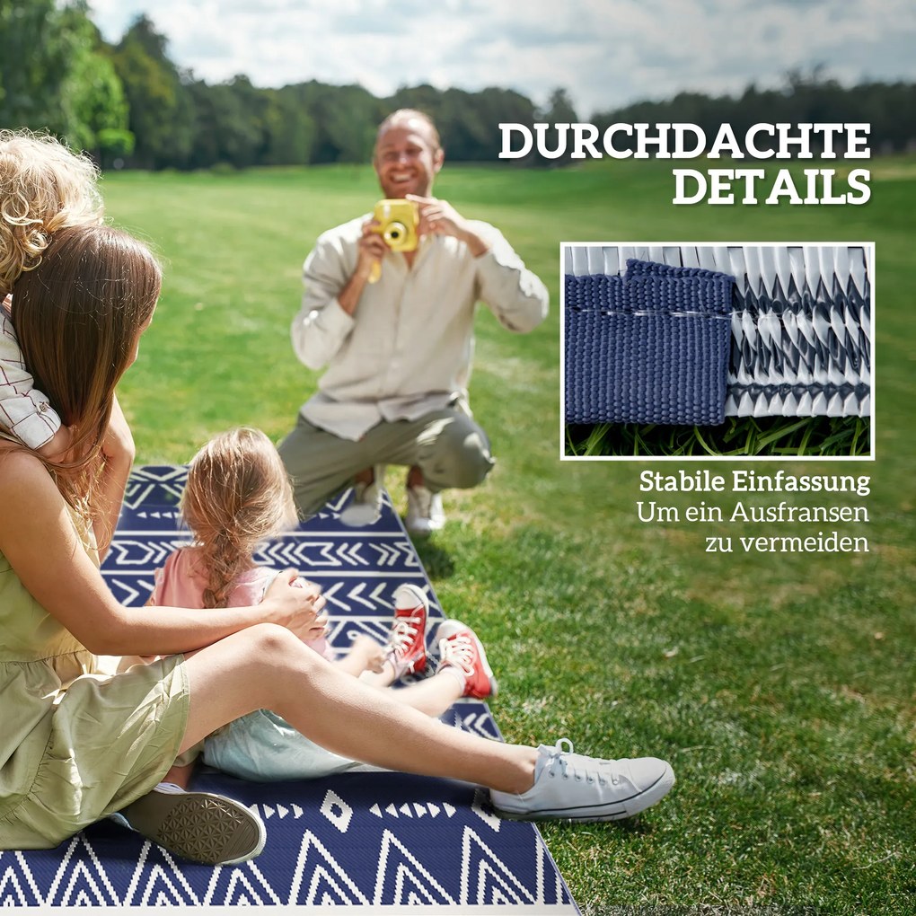 Outsunny Wodoodporny Dywan Zewnętrzny Wytrzymały na Warunki Atmosferyczne, z Boho-Style, do Domu, Balkonu