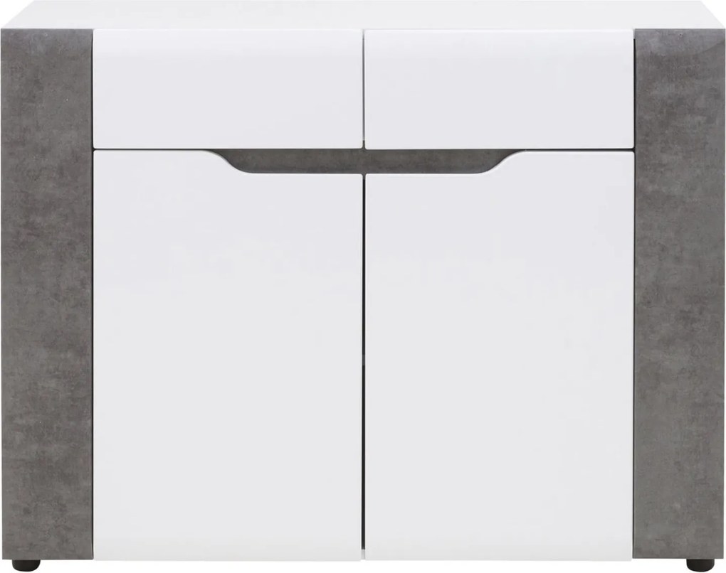 Komoda z Szufladami do Salonu NOVO 107 cm Biała / beton Nowoczesna