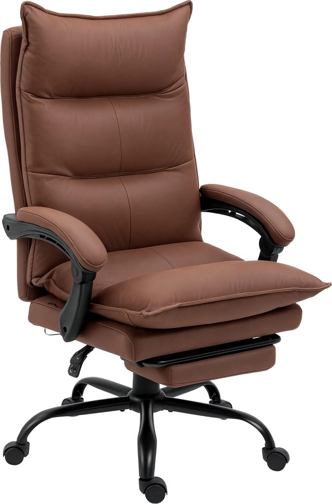 Vinsetto Fotel biurowy ergonomiczny z masażem i ogrzewaniem regulowany nowoczesny design brązowy | Aosom PL