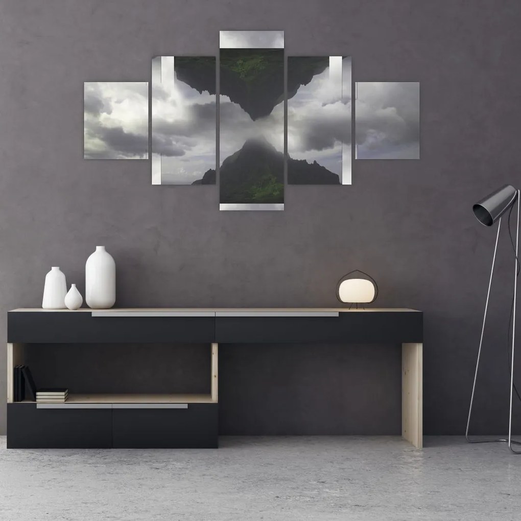 Obraz - Góry na Islandii, geometryczny kolaż (125x70 cm)