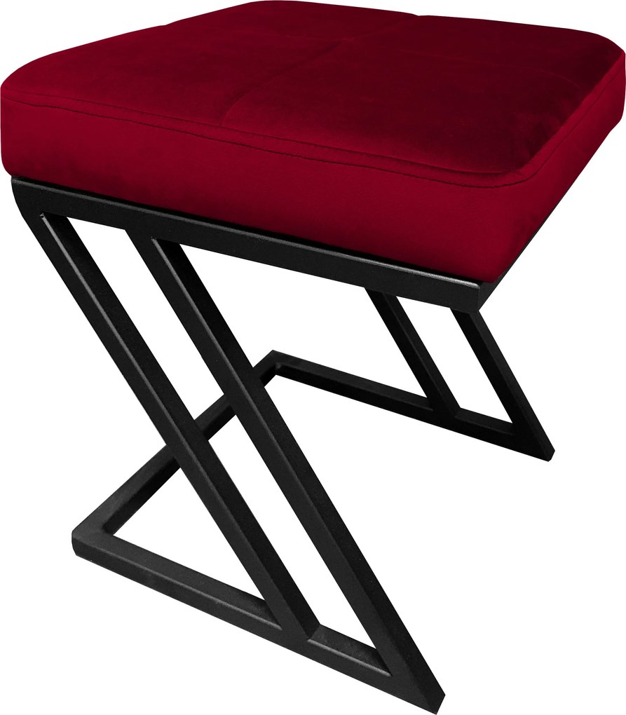 Pufa ZETA tkanina Welur loft ławka podnóżek metal : Kolor Stelaża - Czarny , Kolor tkaniny - VELVET - MG31, Typ tkaniny - Velvet