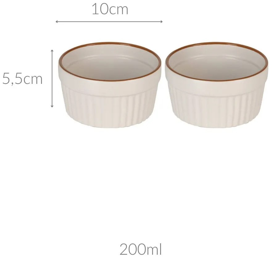 Kokilki do zapiekania, porcelanowe, 2 sztuki, 200 ml, Ø 10 cm