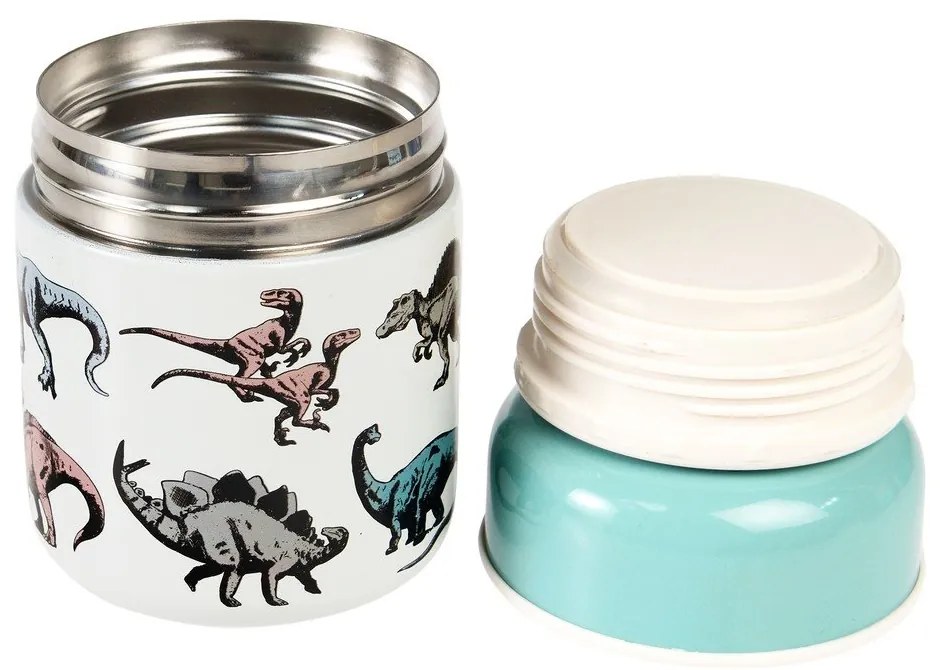Niebiesko-kremowy termos na jedzenie dla dzieci 280 ml Prehistoric Land – Rex London
