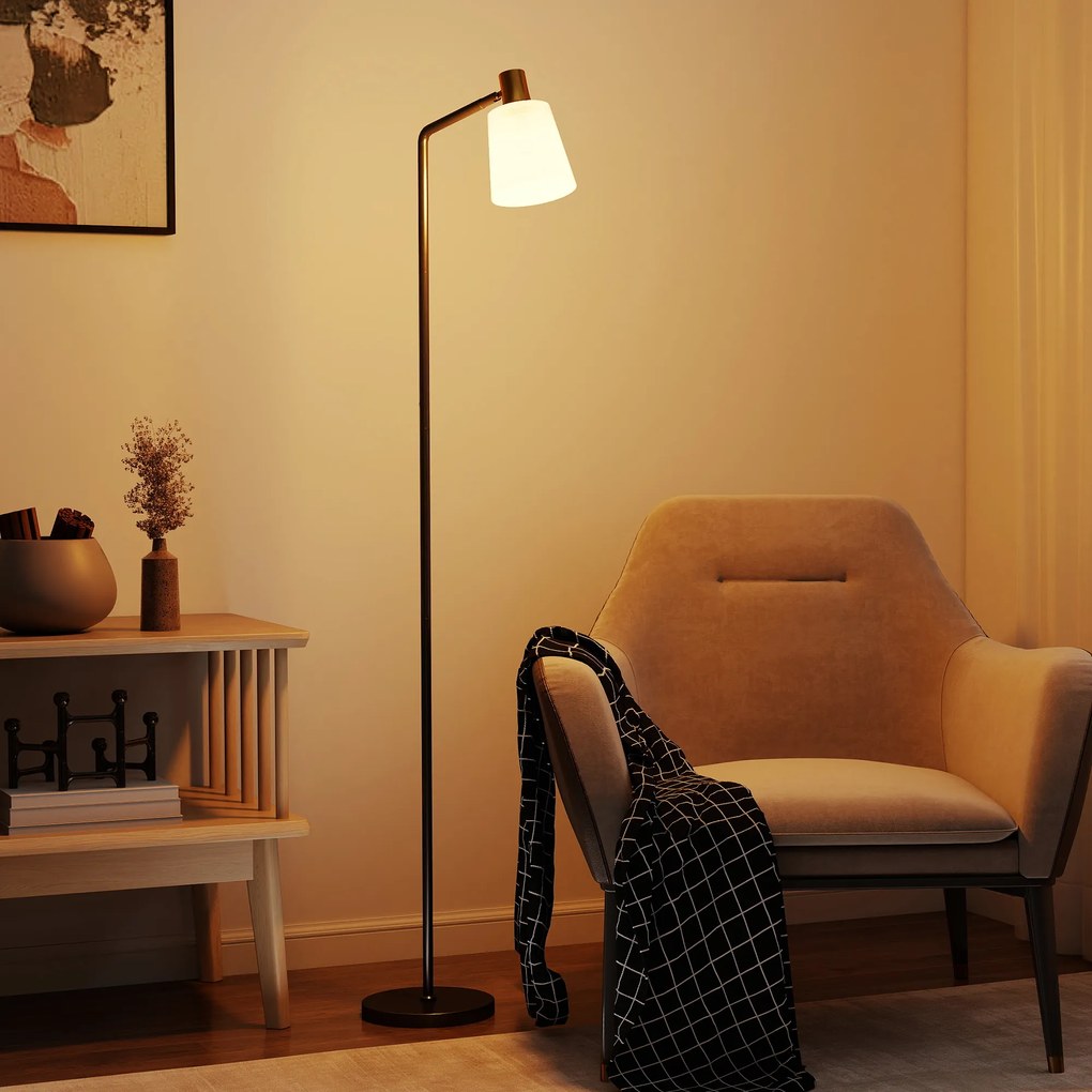 HOMCOM Lampa stojąca LED do salonu z obrotową głowicą 350° Lampa podłogowa z 3000K/4000K/6500K Czarna