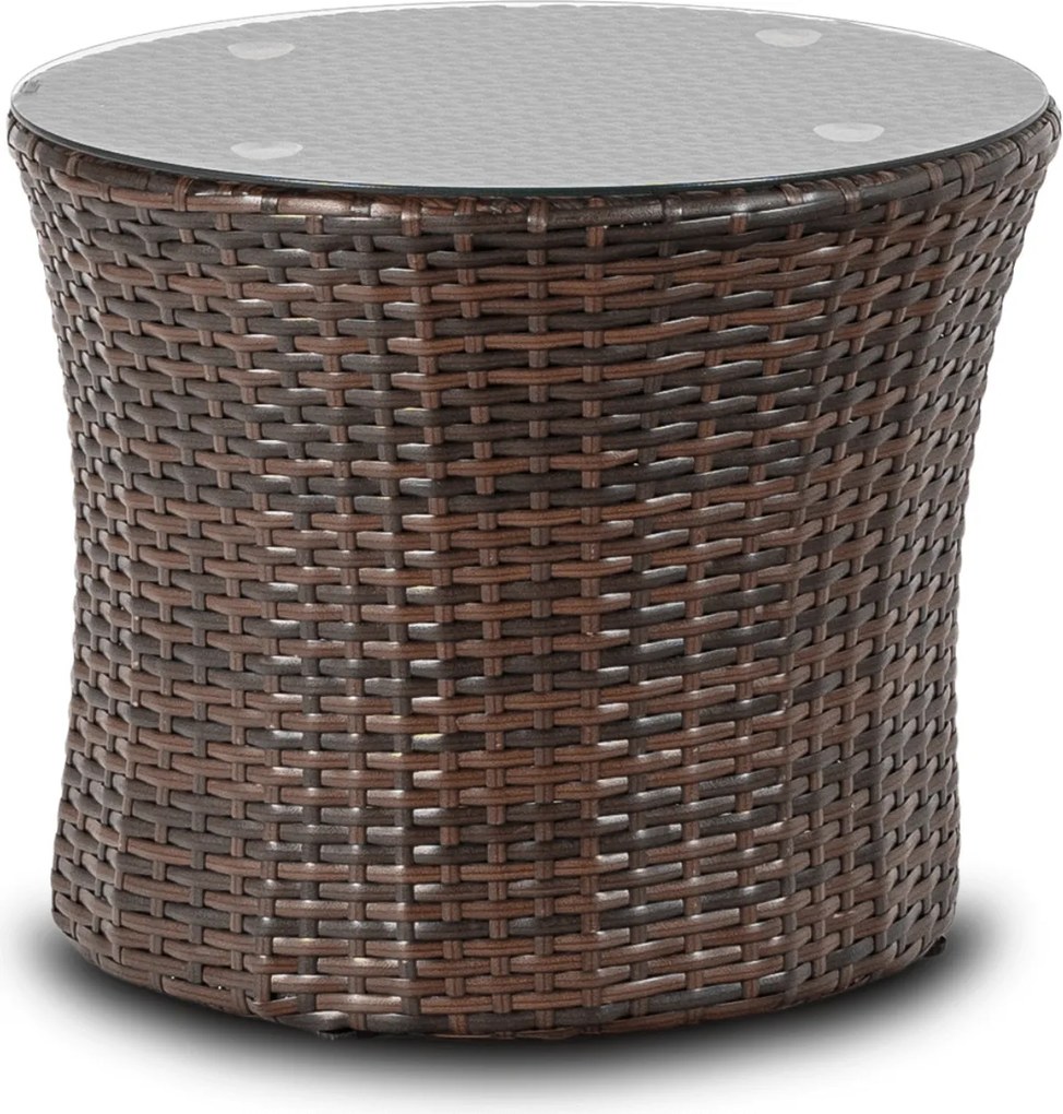 Zestaw Mebli Ogrodowych FRIO Brązowy/Beżowy 2x Fotel Stolik Tarasowy Nowoczesny