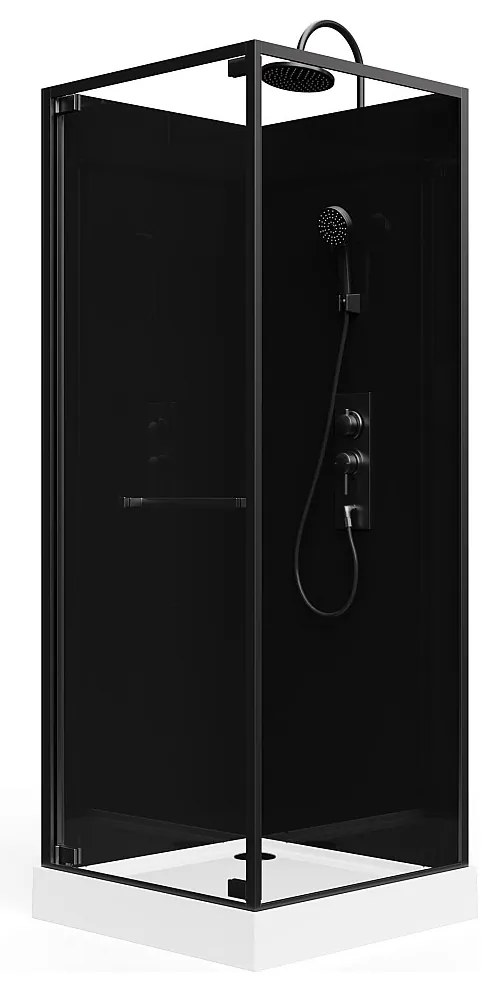 Kabina prysznicowa z dwustronnie montowanymi drzwiami - Regulowana wysokość - Czarny - szer. 80 x gł. 80 x wys. 213/232 cm - BADONI