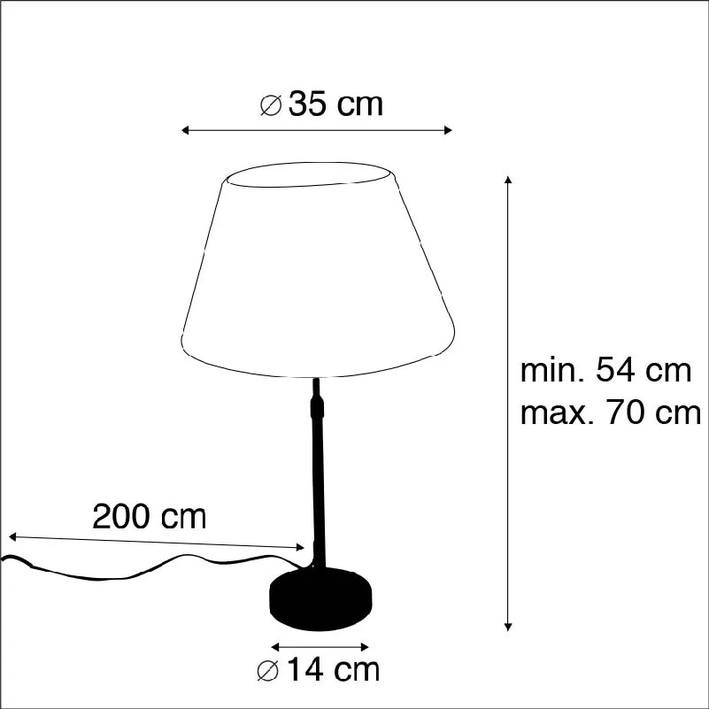 Lampa stołowa regulowana brąz klosz plisowany kremowy 35cm - Parte klasyczny/Antyczny Oswietlenie wewnetrzne