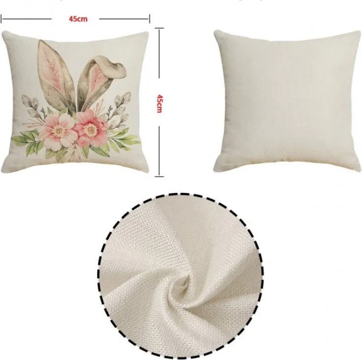 Lniana poszewka na poduszkę EASTER BASKET 45x45 cm, beżowy