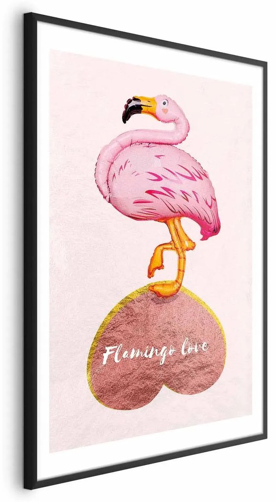 Plakat Zakochany flaming 21x30 cm z ramą czarną z marginesem ARTGEIST B
