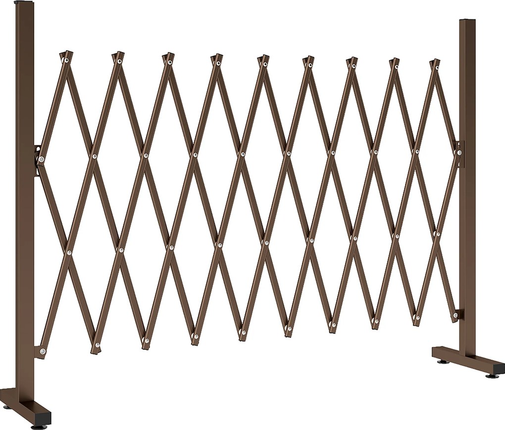 Outsunny Siatka harmonijkowa rozsuwana 31-250cm, ogrodzenie, ogród, aluminium, brąz | Aosom PL