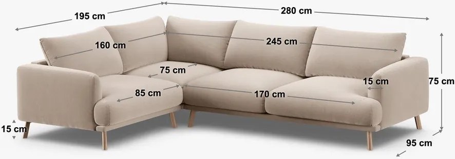 Ciemnoniebieski aksamitny narożnik (prawostronny/w kształcie litery L) Naomi – Micadoni