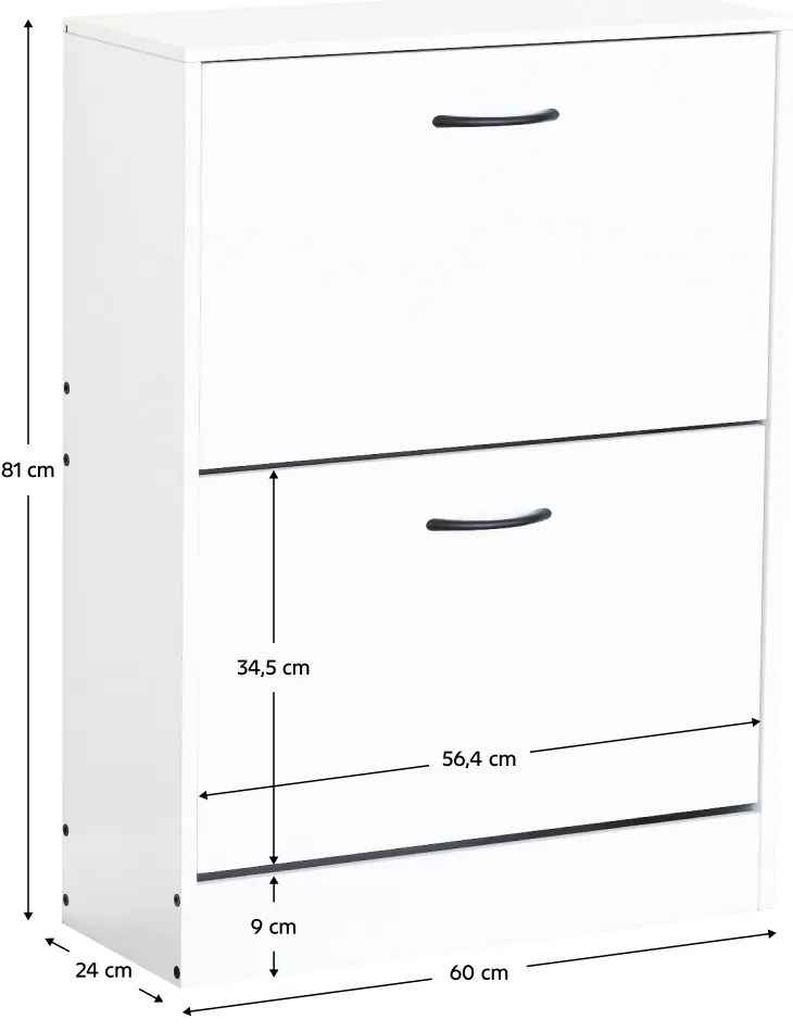 Szafka na buty BOTNIX, 2 półki, biały