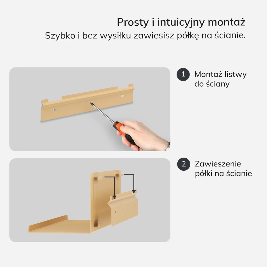 Półka wisząca metalowa beżowa, 400 mm: JOANNE Fresh Style