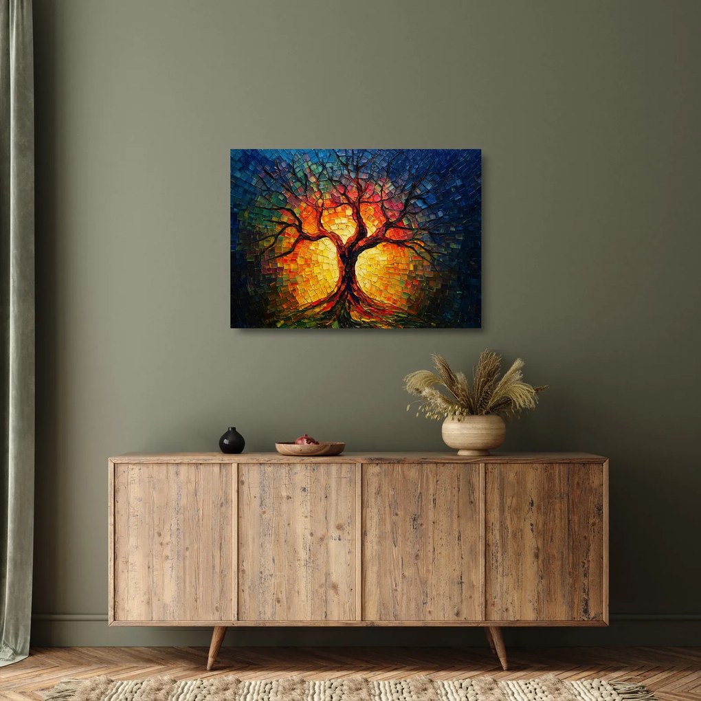 Obraz na szkle - Drzewo życia w mozaice (70x50 cm)