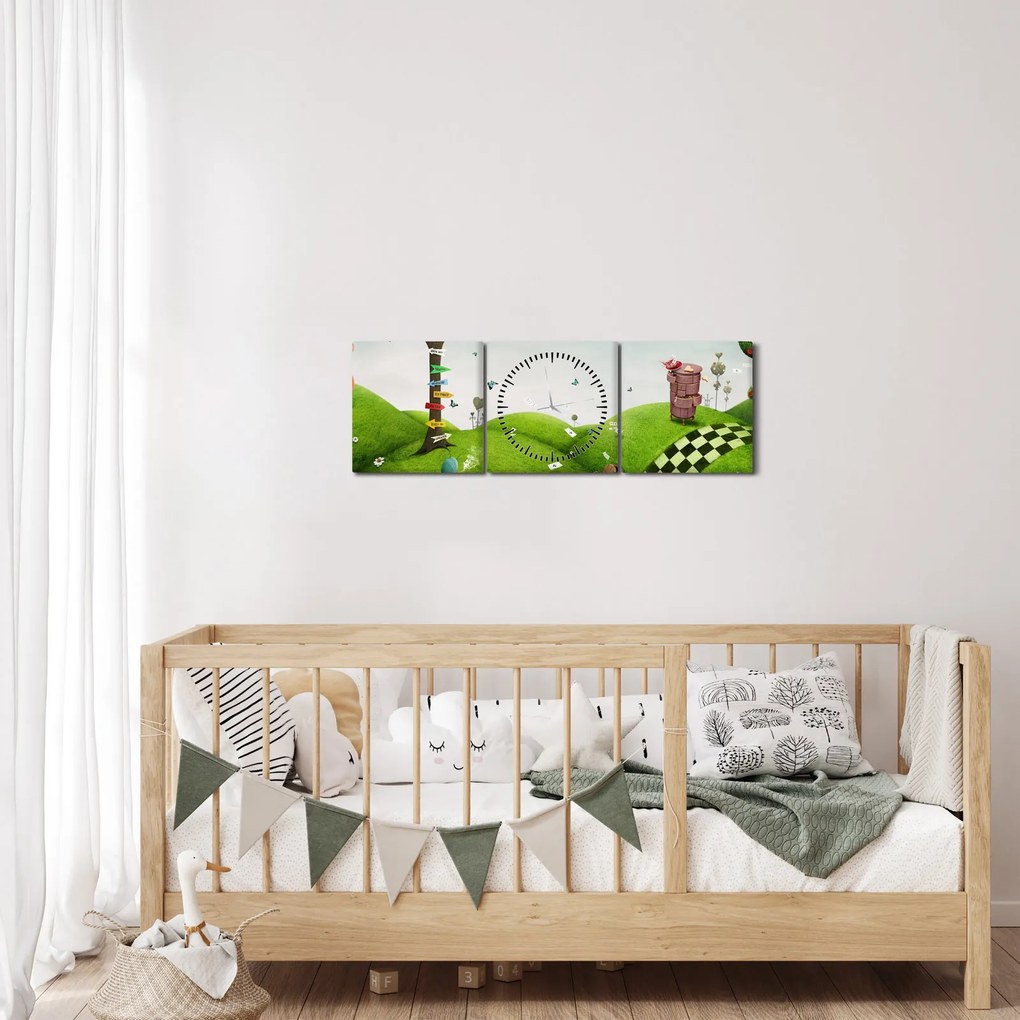 Obraz wspaniałego krajobrazu (z zegarem) (90x30 cm)