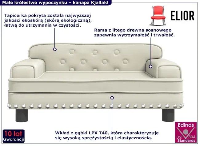 Kremowa nowoczesna sofa dziecięca - Nilan