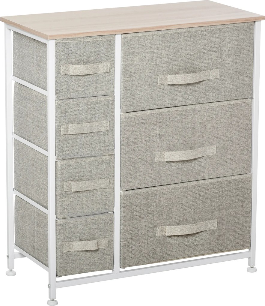 HOMCOM Komoda Sideboard 7 Szuflad Nowoczesny Design Jasnoszary Praktyczna i Stylowa 635x30x71cm | Aosom PL