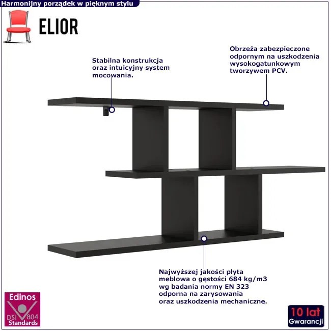 Czarna minimalistyczna półka ścienna N4-F01