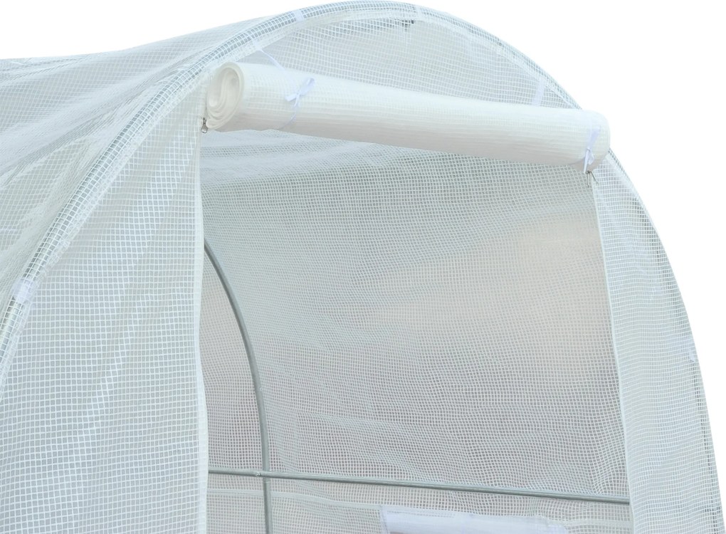 Outsunny Szklarnia Tunelowa Ogrodnicza Biała Praktyczna i Wytrzymała 245x200x200cm | Aosom PL