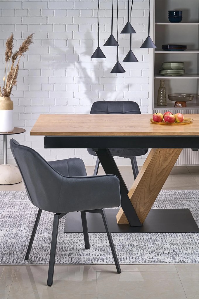 Stół do jadalni rozkładany naturalny/czarny 160-220/90/78 cm FANIS