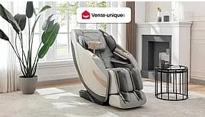 Fotel masujący z ekoskóry - System Zero Gravity - Szary - MOWATA