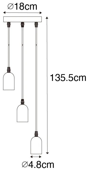 Industrialna lampa wisząca czarna z betonowym kloszem okrągłym 3-światła - PedraPrzemysłowy Oswietlenie wewnetrzne