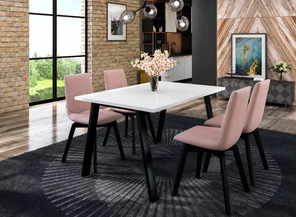 Stół industrialny Kevin – nowoczesny stół do jadalni z metalowymi nogami i laminowanym blatem