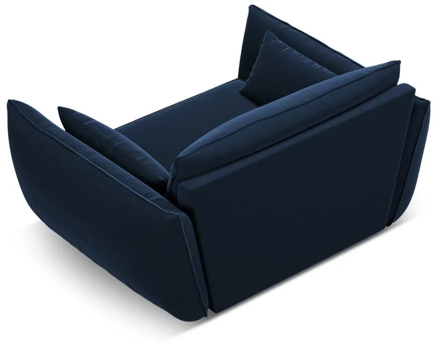 Ciemnoniebieski aksamitny fotel Vanda – Mazzini Sofas