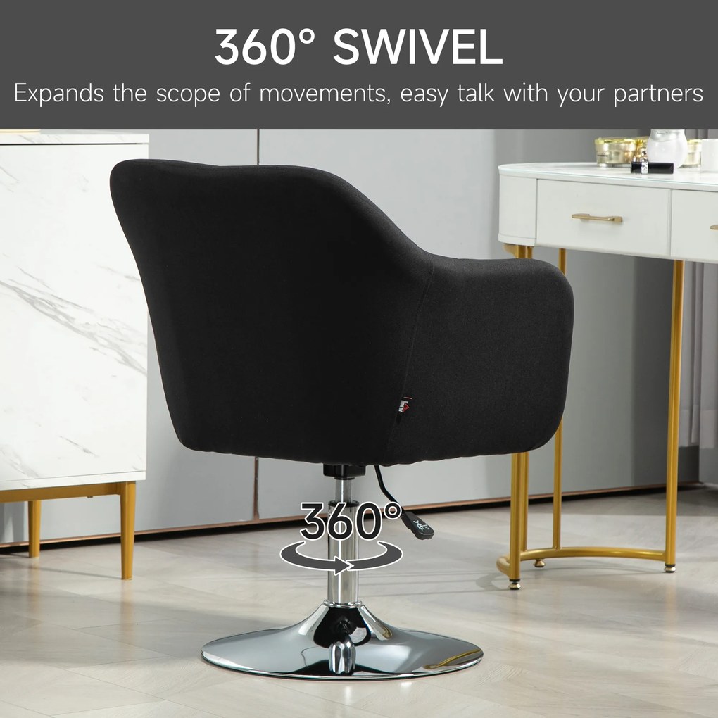 HOMCOM Krzesło obrotowe, regulowany fotel biurowy, lenopodobny poliester, metal, 60 x 60 x 79-91 cm, Szary