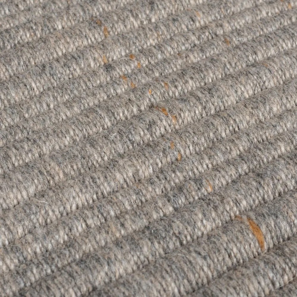 Szary dywan z mieszanki wełny tkany ręcznie 200x290 cm Rene Fringed Ribbed – Flair Rugs